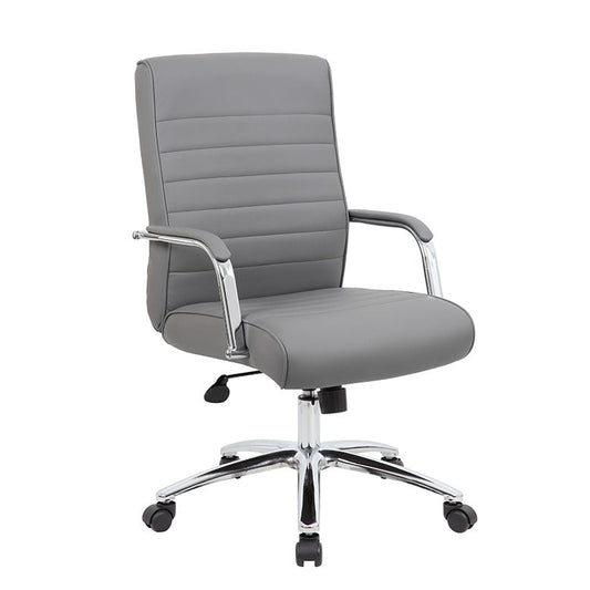 Ribbed Gray & Chrome MidBack Office Chair